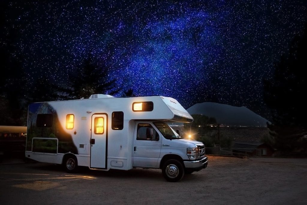 recreational vehicle against a sky of stars