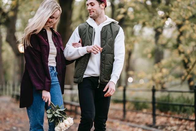 Couple walking in the park