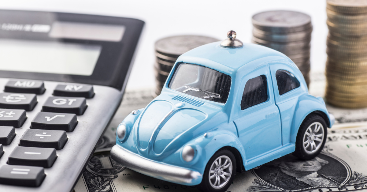 mini car with money and calculator